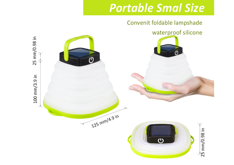 Outdoor portable USB charging foldable LED camping lamp, solar camping lamp, retractable hanging silicone tent lamp pic 6