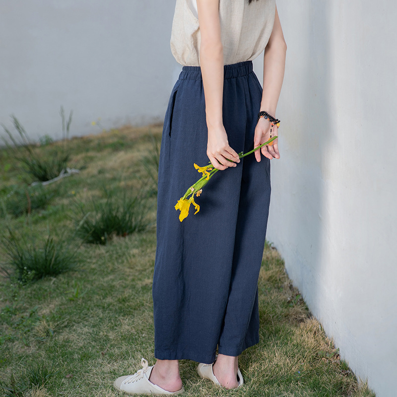 New Spring/Summer 2023 artistic and retro loose linen drape casual pants pic 9