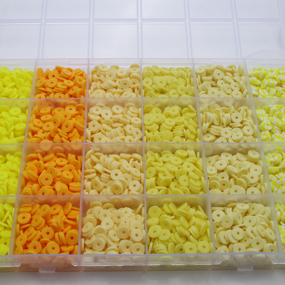 软陶片串珠渐变单色6mm 饰品DIY手链项链饰品配件24格软陶片盒装详情19