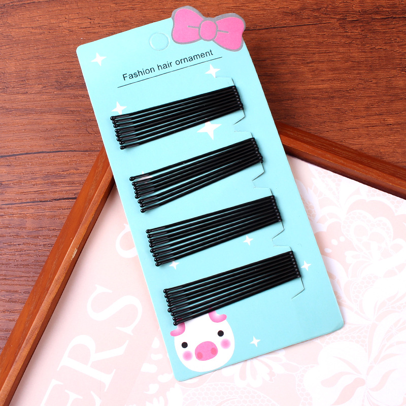 韩国精致新款发饰黑色简约碎发夹百搭波浪一字夹套装刘海边夹批发详情10