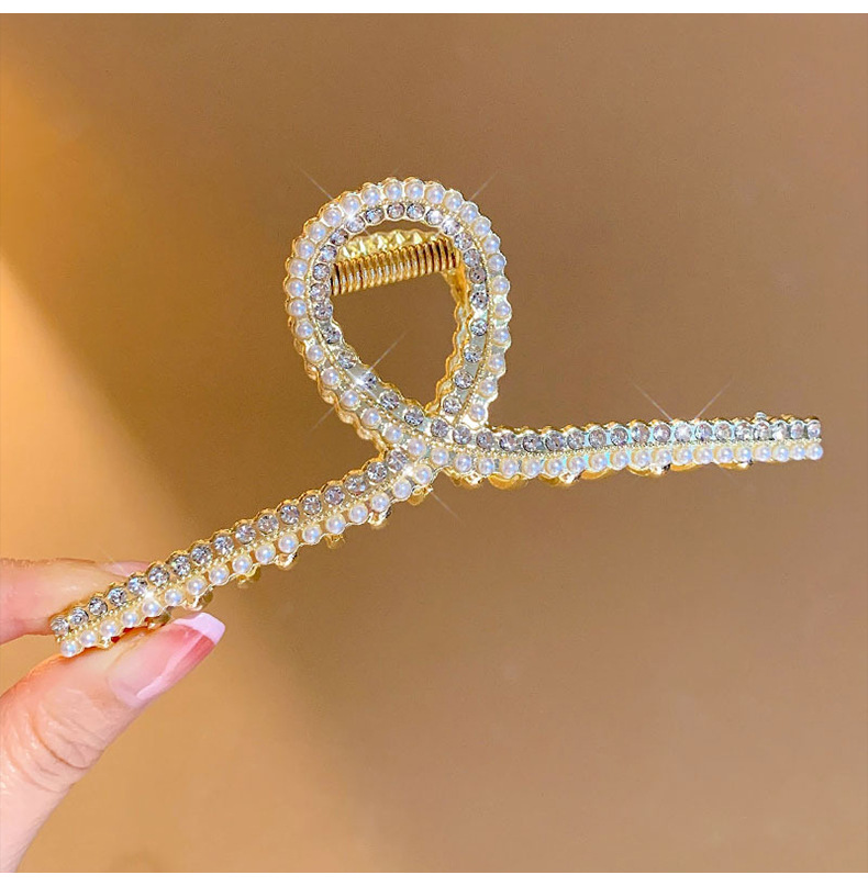 11cm大号珍珠抓夹轻奢金属高级感发夹后脑勺盘发气质鲨鱼夹子头饰详情11