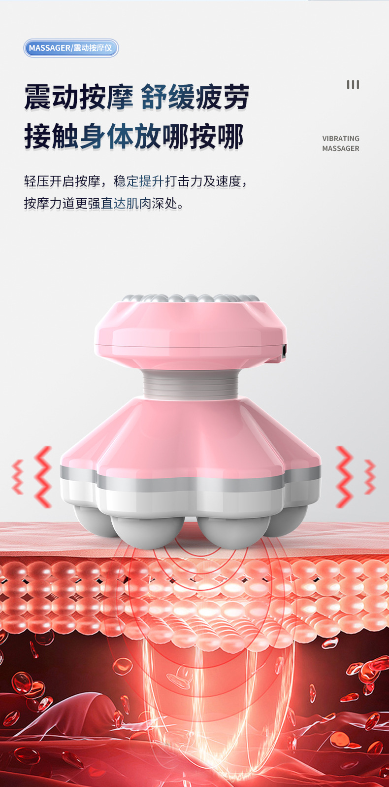 The new MINI massager, a small USB dual-purpose six-prong vibrating electric full-body home massager for stress relief, is specially designed for export pic 27
