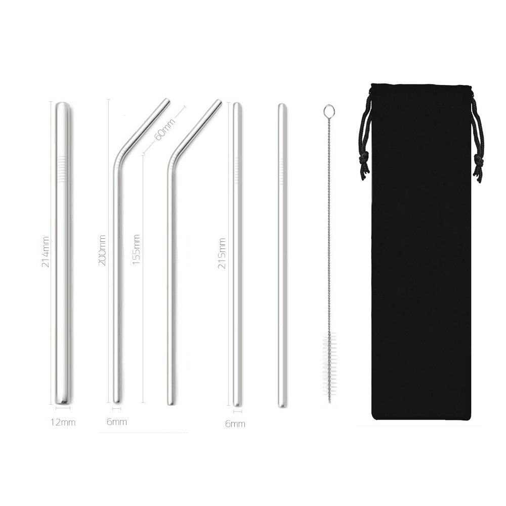 SWENO thickened 304 stainless steel straws, eco-friendly and portable, black bag straw set, customizable, portable, easy to clean, reusable, thickened stainless steel straws for outdoor and household use. pic 9