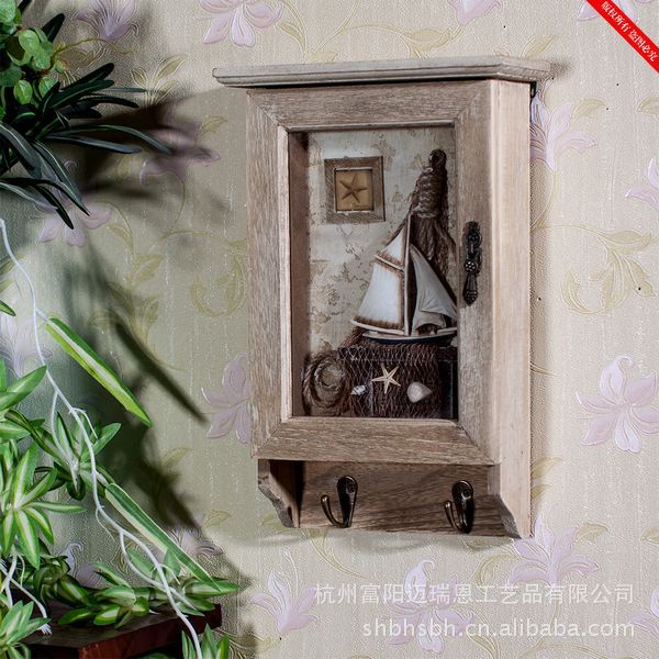 欧式木制钥匙盒 挂钩工艺品 海洋收纳盒 壁挂 MA07071详情28