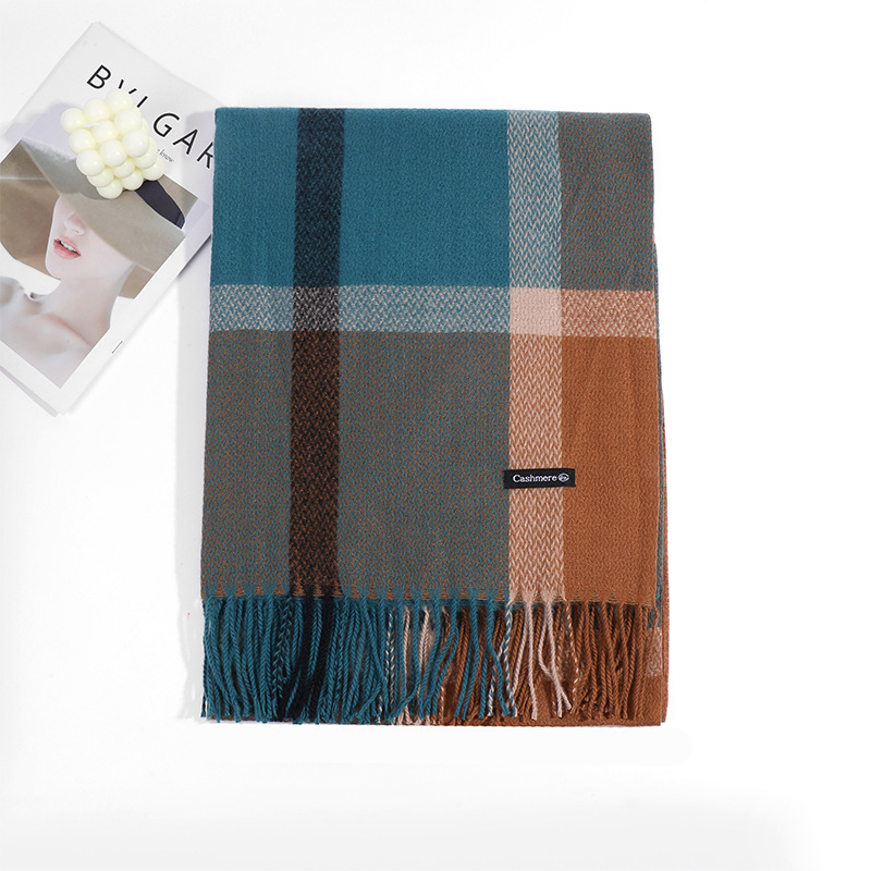格子秋冬季围脖女韩系2023围巾披肩女新款简约加厚保暖仿羊绒围巾详情20