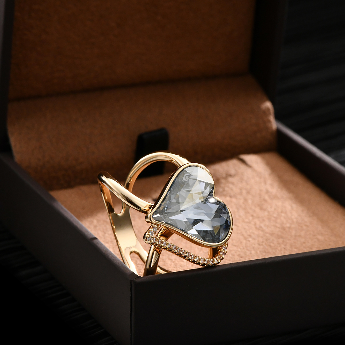 丝巾扣纯铜微镶爱心型奥地利进口水晶X型指环蝴蝶结厂家批发直播详情6