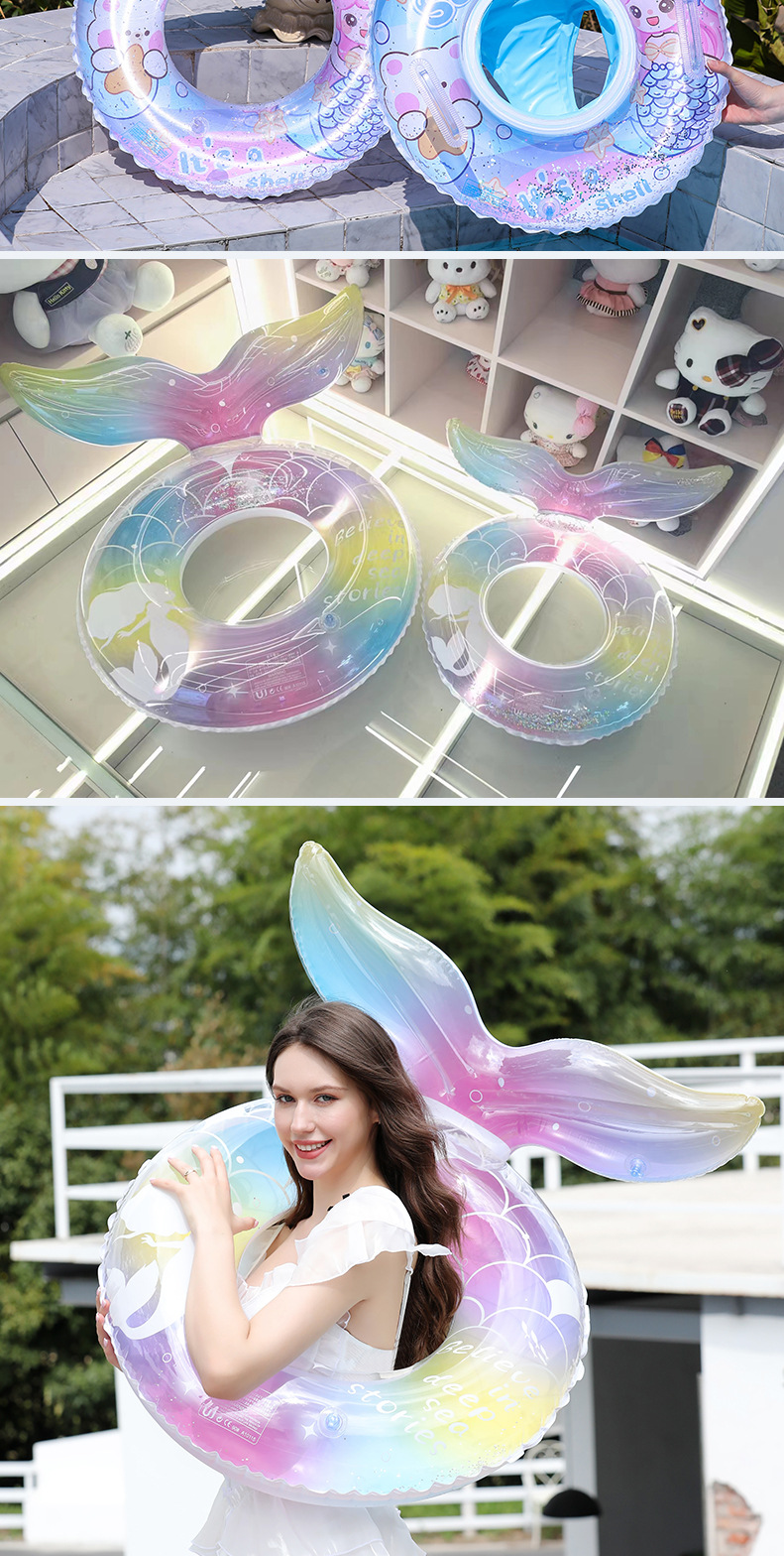 24新款美人鱼尾游泳圈儿童方向盘座圈加厚小孩宝宝充气裤兜圈批发详情9