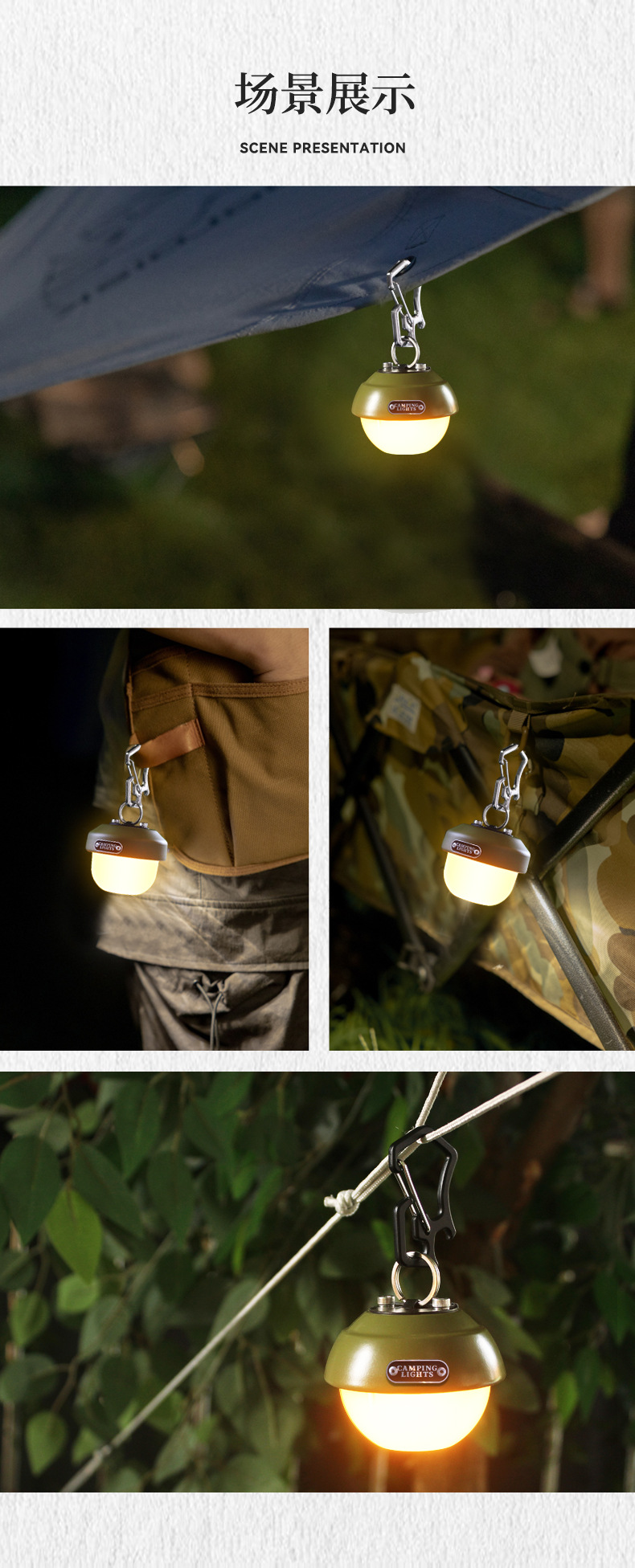 Cross-border new outdoor camping lamp, multi-functional compact emergency backpack lamp, usb charging atmosphere Pinecone campsite lamp pic 12