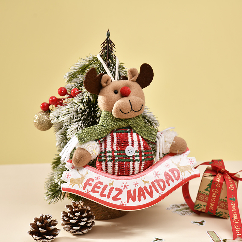 圣诞公仔挂件圣诞节庆室内装饰布艺摆件圣诞树麋鹿雪人装饰品批发详情5