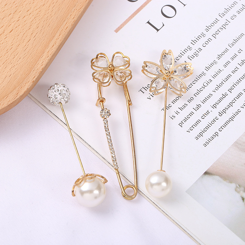 胸针女防走光珍珠插针固定衣物开衫领口别针百搭毛衣扣装饰胸针  熊猫水钻5574详情1