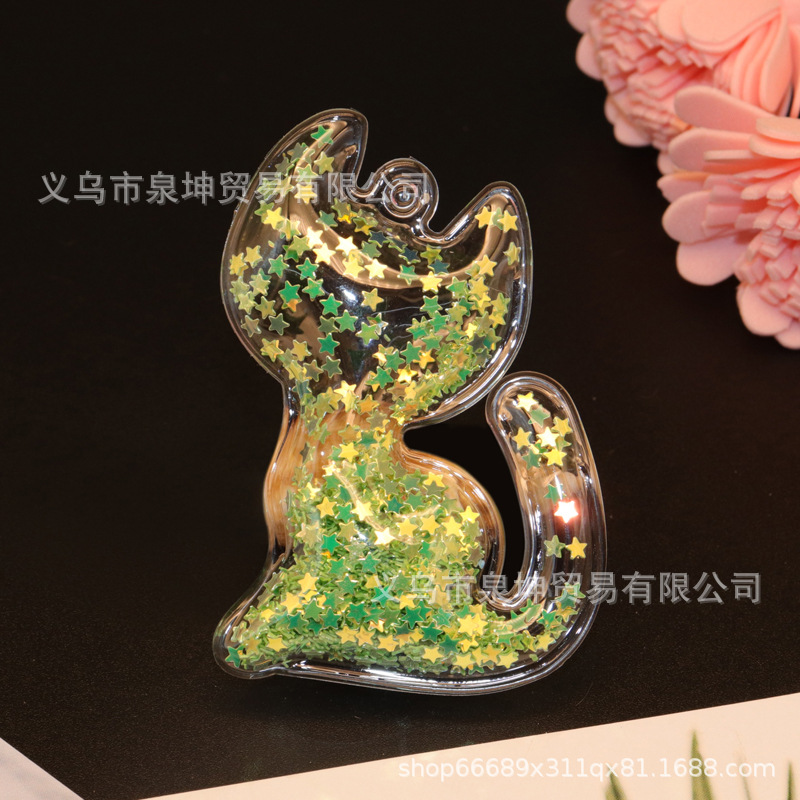 PVC cartoon transparent flowing sand golden light sheet cat bubble label DIY phone case accessory accessories car clothing pendant pic 2