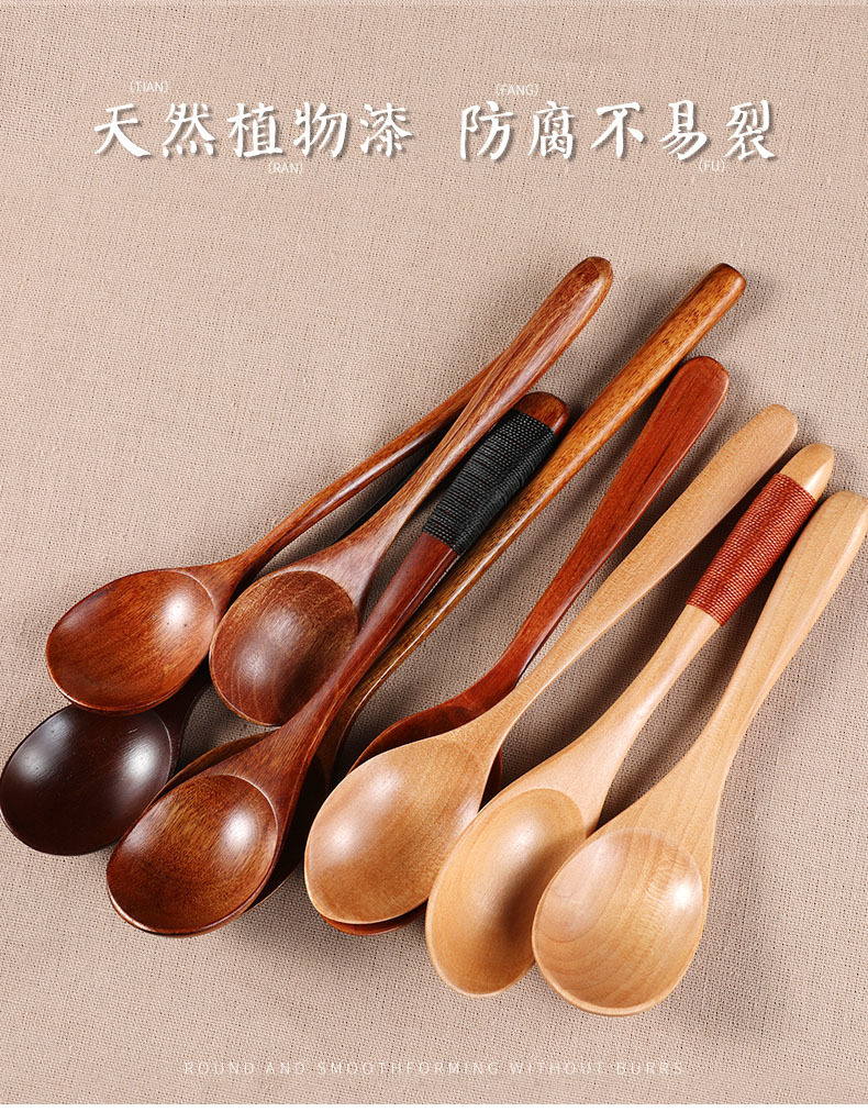 实木家用成小木勺长柄韩式蜂蜜勺木质调羹便携餐具儿童吃饭勺详情4