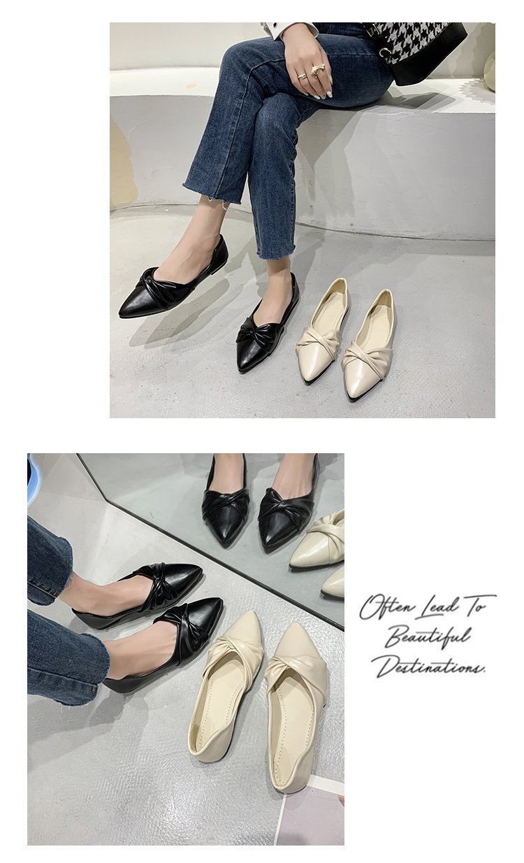 2022春季新款单鞋女时尚尖头浅口女士平底鞋蝴蝶结女鞋批发详情8