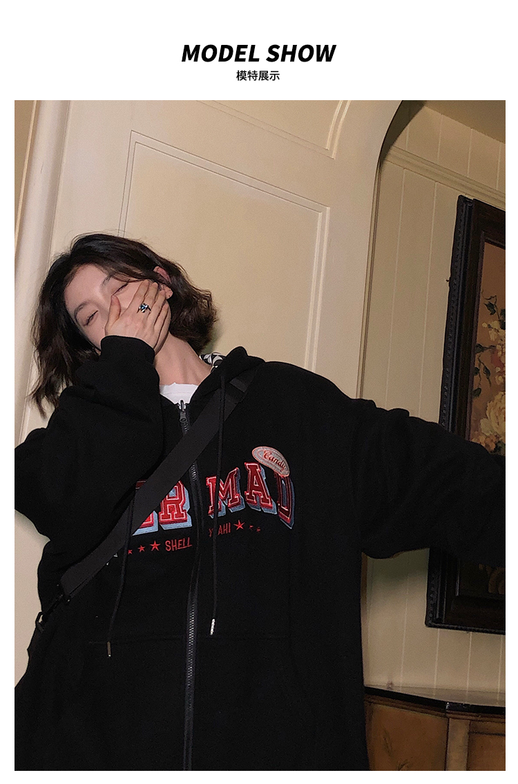 A woman wearing a cardigan with a hood on both sides in a loose pink, niche design with a checkered pattern is particularly stylish pic 8