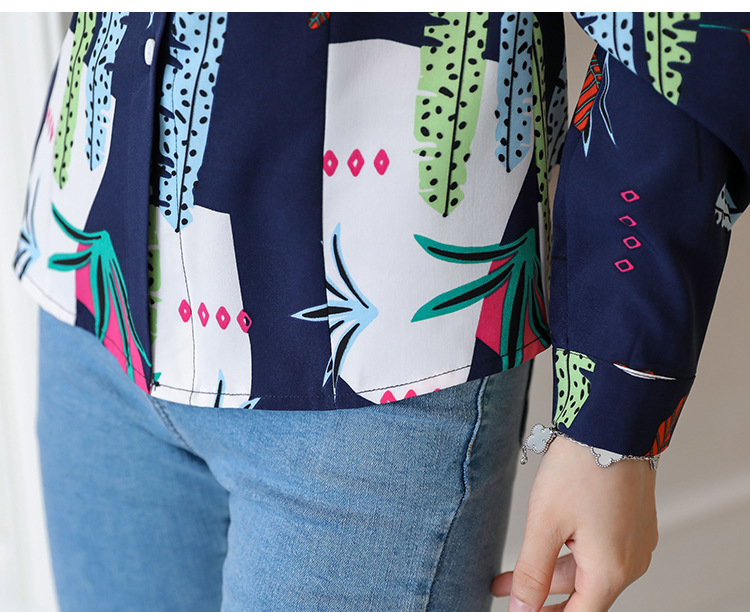 New spring and autumn Korean-style slim-fit shirt for women, long-sleeved printed striped trendy base layer, Hong Kong-style top for women pic 103