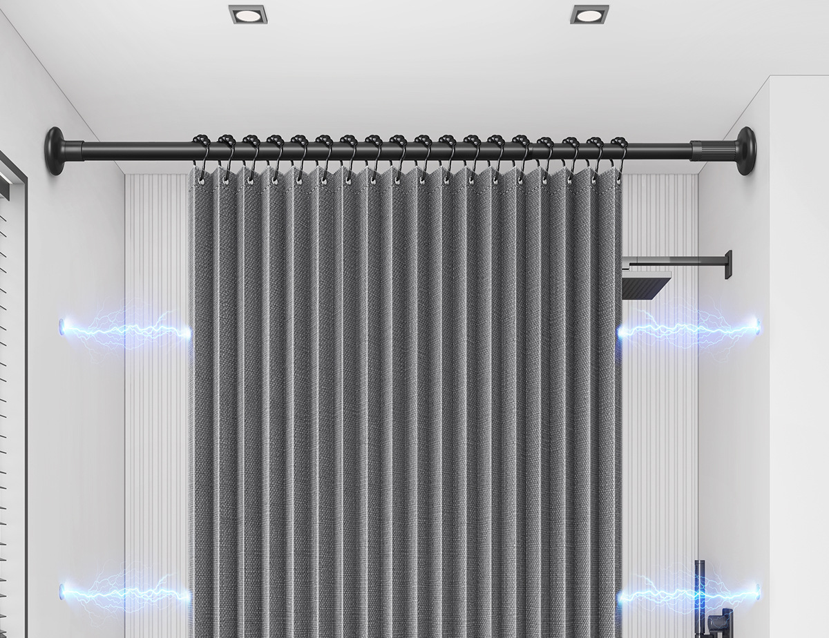Bathroom folding shower curtain set, no need for drilling, invisible waterproof and anti-mold fabric curtain, bathroom partition, shower dry and wet separation pic 49
