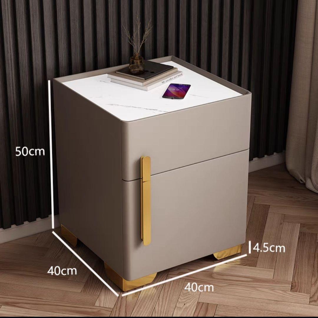 Light luxury smart bedside table, safe, multi-functional bedside cabinet, radio charger, Bluetooth speaker, three-color light, bedroom pic 13