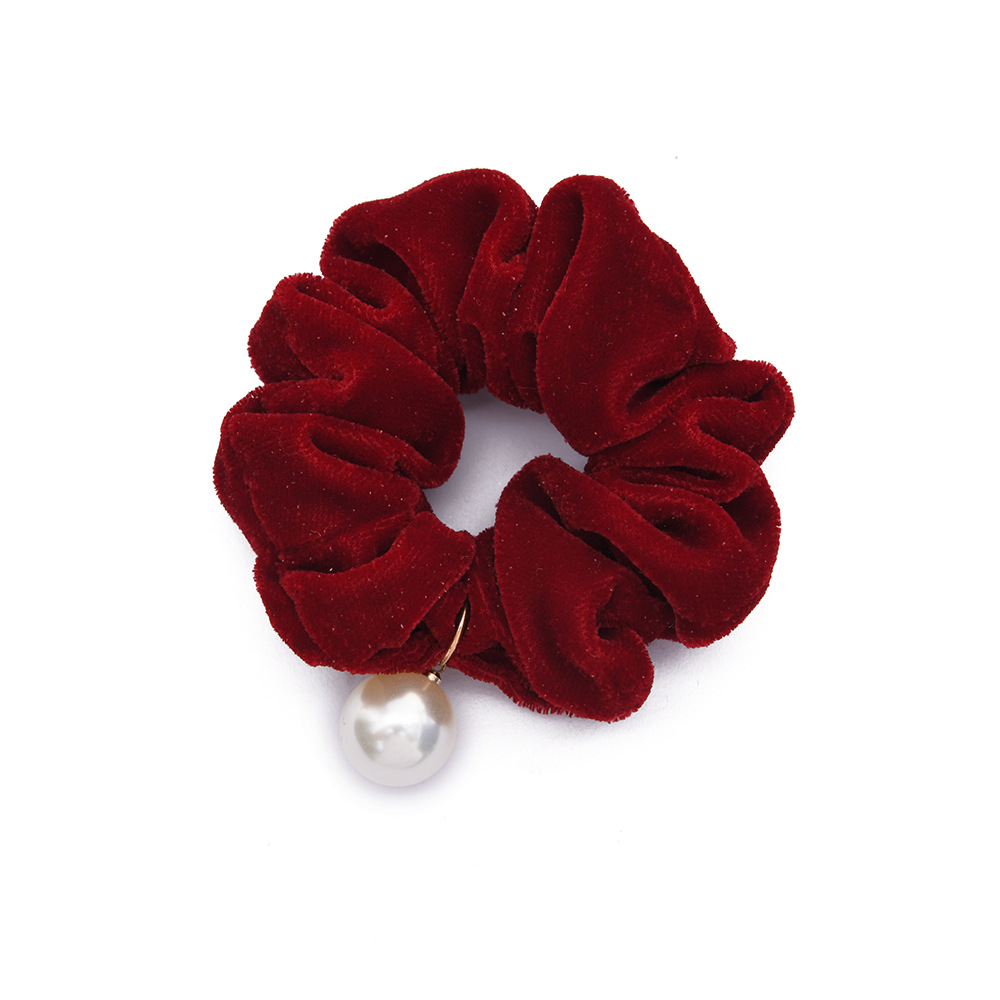 Wholesale of Korean-style light luxury glitter plush large colon hair bands, creative pearl coil hair leather bands, retro glitter hair strings and hair accessories pic 8