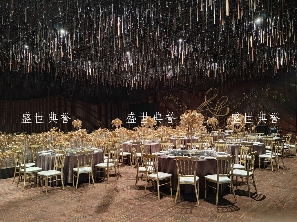 Hangzhou Banquet Center dining tables and chairs Hotel theme wedding bamboo joint chairs, European-style wedding castle chairs, wedding banquet folding chairs pic 17