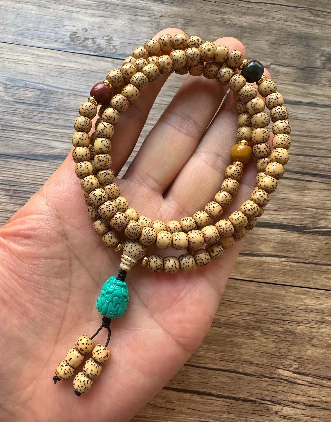 Natural Hainan Original Ecological Golden Seed Star Moon Bead 108 Buddhist Prayer Beads Bracelet Necklace, agate and turquoise Tibetan-style cultural play wholesale, cultural play Buddhist prayer beads bead bracelet bracelet, string beads factory direct sales wholesale pic 12