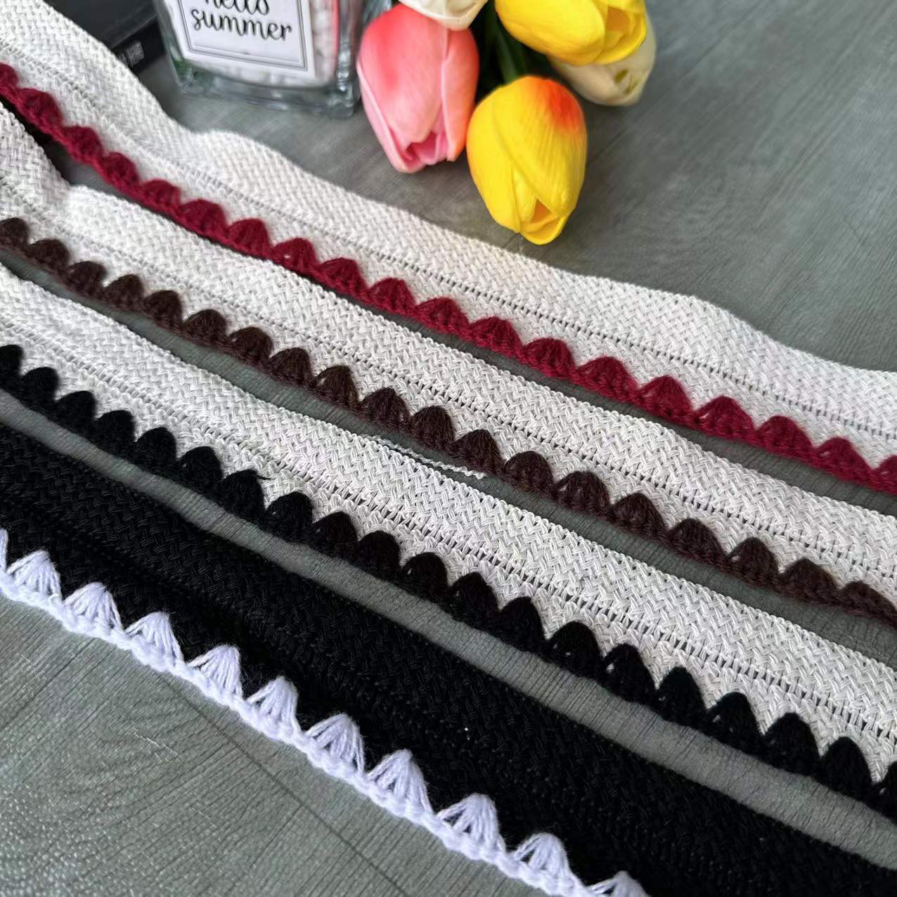 1.5cm3.0cm黑白花边包边条车线贝壳折边服装窗帘衣服服饰辅料详情1