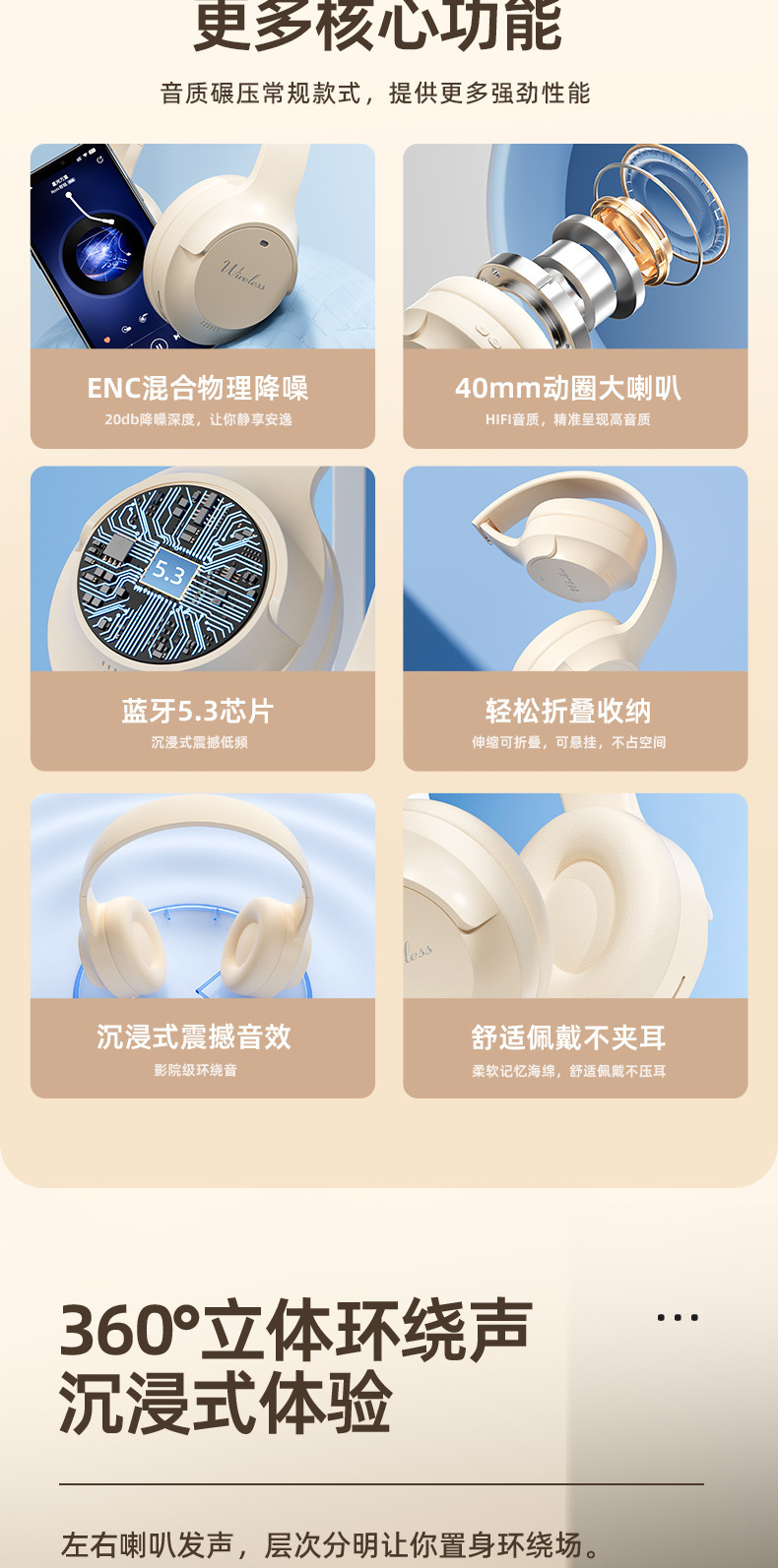 跨境新款 复古K6蓝牙头戴式耳机 HIFI重低音插卡运动无线蓝牙耳机详情9