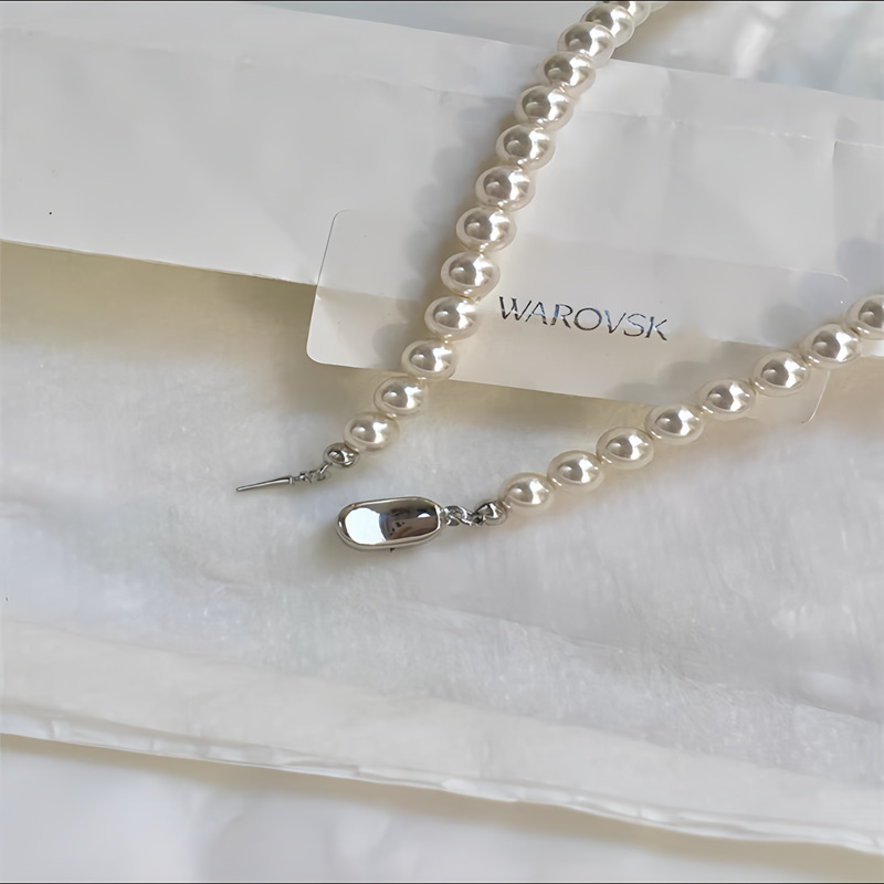 施家仿澳白珍珠项链女轻奢小众高级感春夏气质叠戴锁骨颈链2024详情14