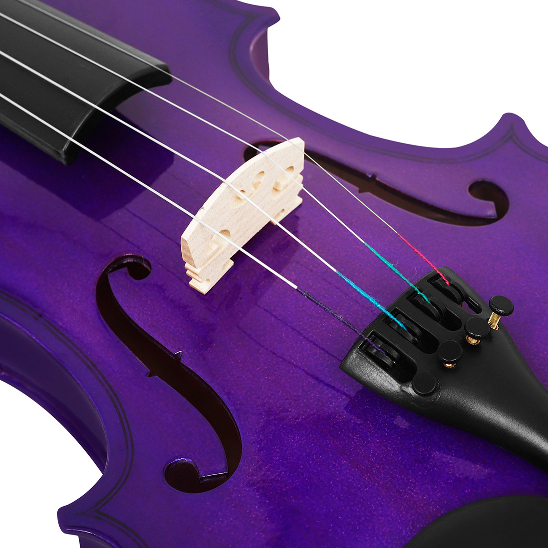 Cross-border popularization of violins, solid wood violins for children, beginners, grading practice. Colored violins can be customized pic 18