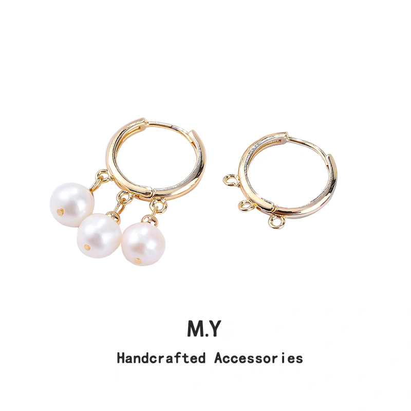 梵楚希14k包金铜镀真金气质时尚圆圈耳环耳圈带环耳饰手工DIY配件详情2