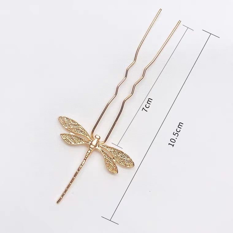 Alloy dragonfly small hairpin diy ancient-style jewelry hairpin Hanfu versatile U-hairpin classical hair accessory headwear step crank material pic 3