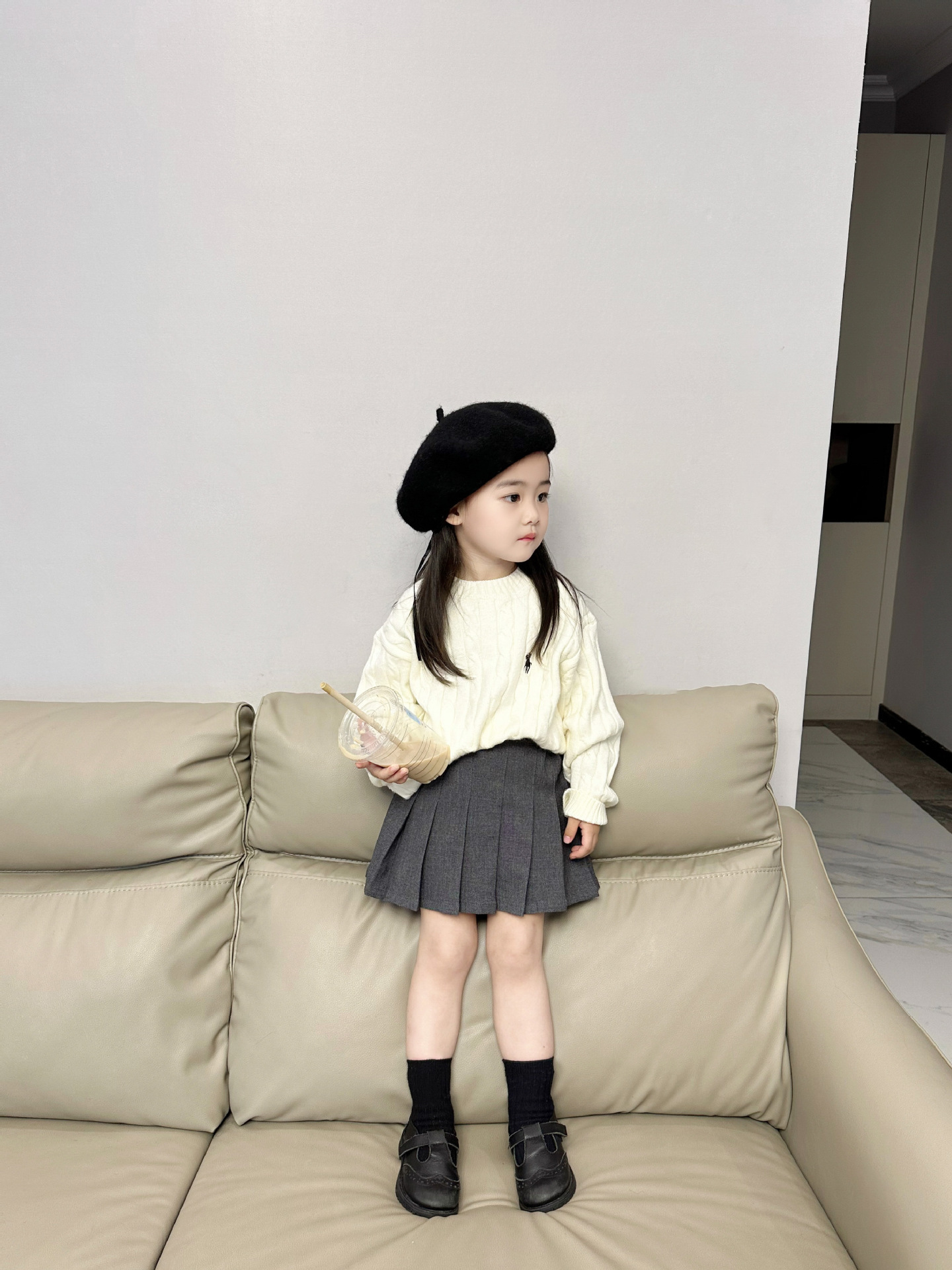 女童百褶裙2023秋季新款中小童韩版基础款半身裙带里裤儿童裙子详情4