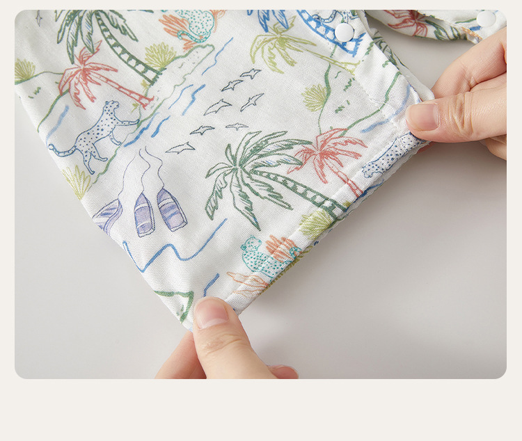 婴儿连体衣纱布夏季短袖和尚服新生儿包屁衣竹纤维宝宝哈衣外出服详情22