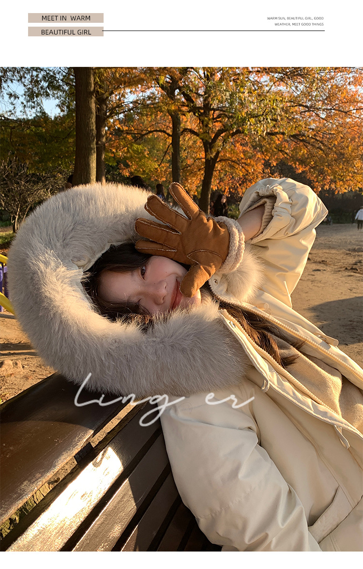 Wholesale of high-end mid-length down jackets for women that reach the knees in 2022, featuring a fashionable design sense and a niche thickened coat pic 33