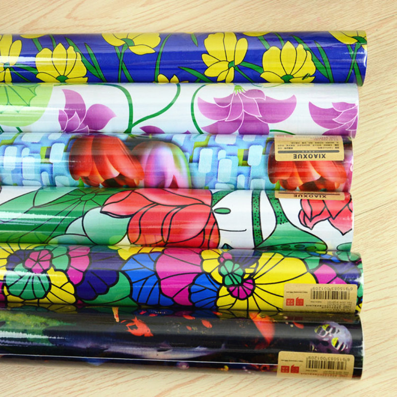 厂家直销1米玻璃纸彩色花型玻璃纸自粘玻璃花纸详情3