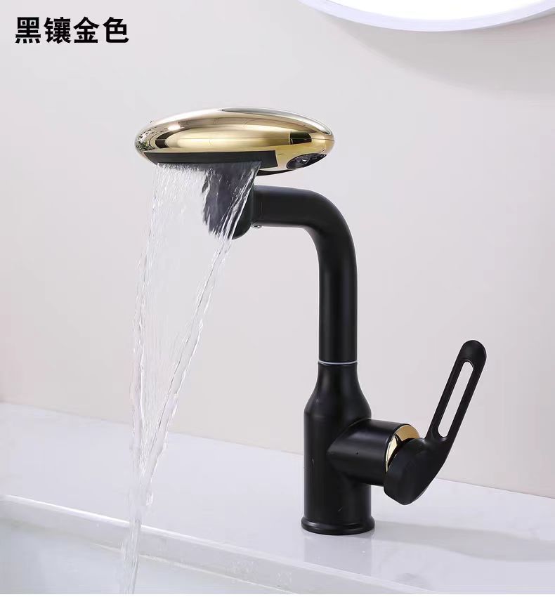 枪灰色面盆冷热家用洗脸盆洗漱台盆多功能可旋转飞雨瀑布水龙头铜详情15