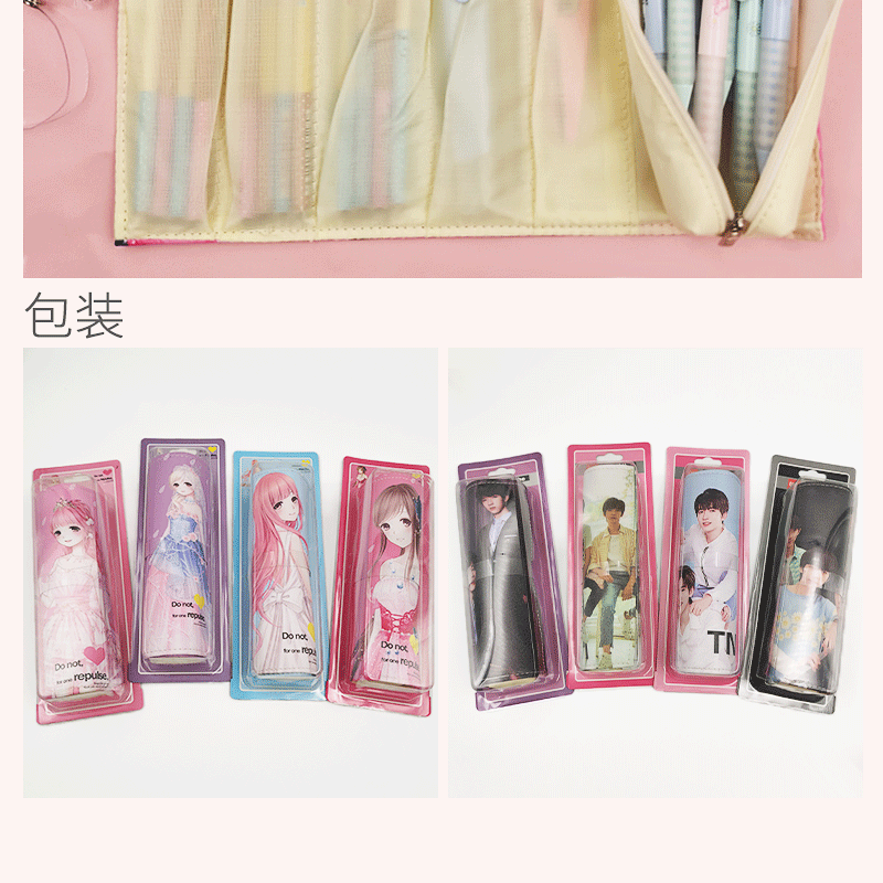 Creative roller shutter pen case, anime star student built-in small pen case, creative multi-functional, fresh and cute cartoon PU leather pic 11