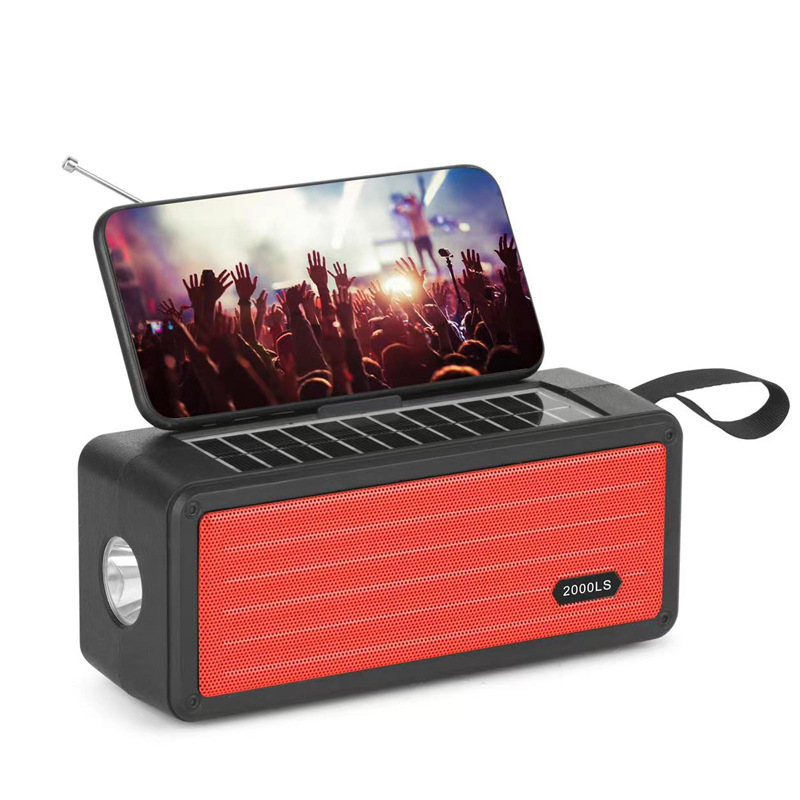 2000LS Solar-powered wireless Bluetooth speaker, cross-border FM radio, multi-functional flashlight, portable outdoor radio, African export Bluetooth speaker pic 7