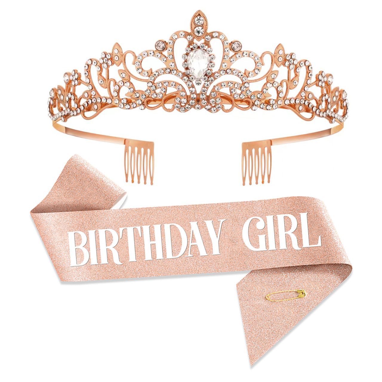 新款生日聚会皇冠肩带 女皇丝带套装女孩女王派对发饰 头饰现货详情3