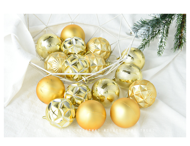 6cm irregular-shaped Christmas balls, golden Christmas tree, window display decoration, hanging balls, 16 bucket plastic Christmas balls pic 6