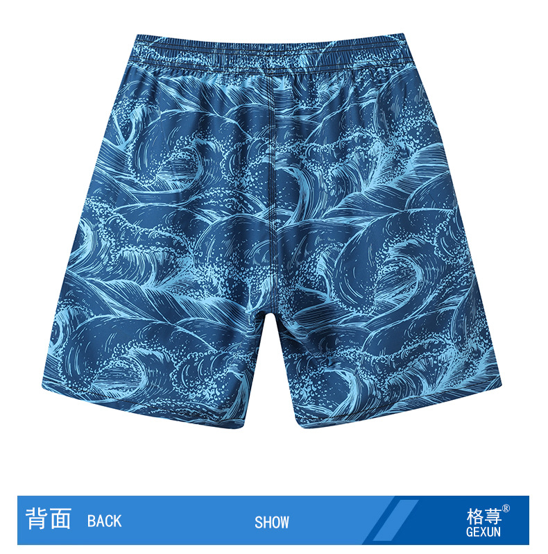 沙滩裤男温泉宽松欧美大码短裤夏外穿弹力大裤衩五分裤速干游泳裤详情16