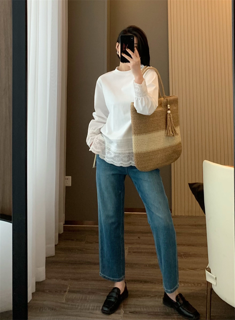 朵妮DN 莱赛尔亚麻360四面弹春夏亚麻透气高腰显瘦法棍裤牛仔裤女详情18