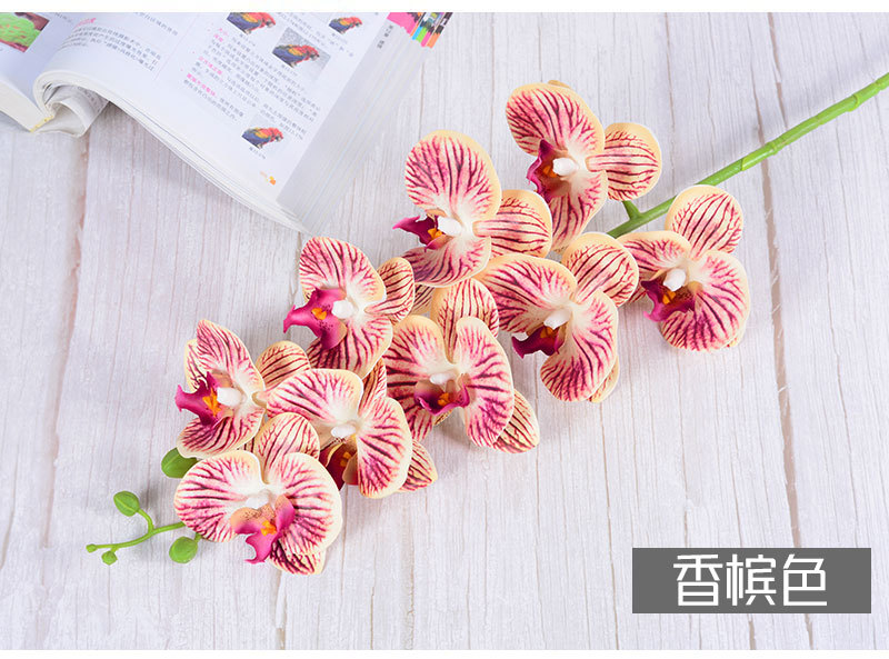 Artificial Phalaenopsis artificial flower home decoration artificial flower hand feel film 9-head Phalaenopsis artificial flower factory wholesale pic 22