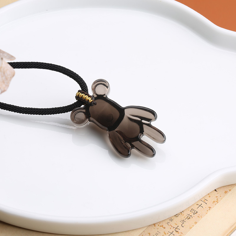 New ice variety violent bear pendant, natural high-ice obsidian bear brined rope necklace, internet-famous bear sweater chain pic 7