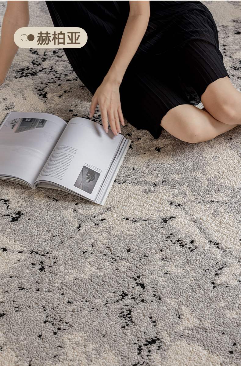 French-style simple home living room carpet, waterproof, washable, and with a light luxury and high-end feel. Large areas of bedroom floor MATS are fully laid pic 3