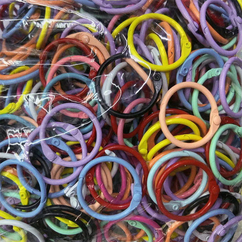 批发烤漆彩色装订扣文具书圈金属铁圈活动扣台历卡圈活页扣现货详情5