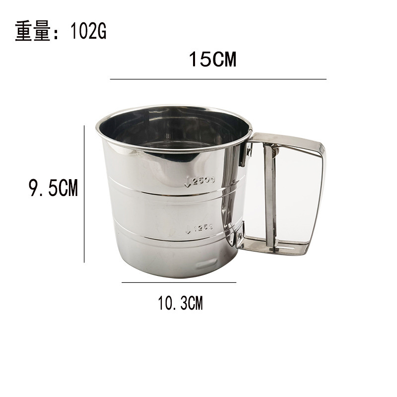 不锈钢430镜光小号圆形面粉筛杯糖粉筛烘焙工具蛋糕筛子半自动器详情2