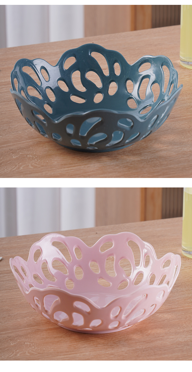 Draining basket, colorful classic melamine fruit plate, hollowed-out fruit basket, fruit plate, kitchen vegetable basket, living room, home, daily use pic 25