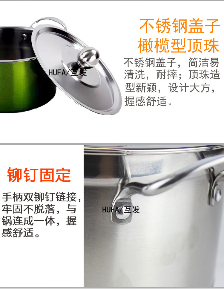 Color three-piece right-angle pot set 16/18/20cm double steel ear soup pot set pic 8