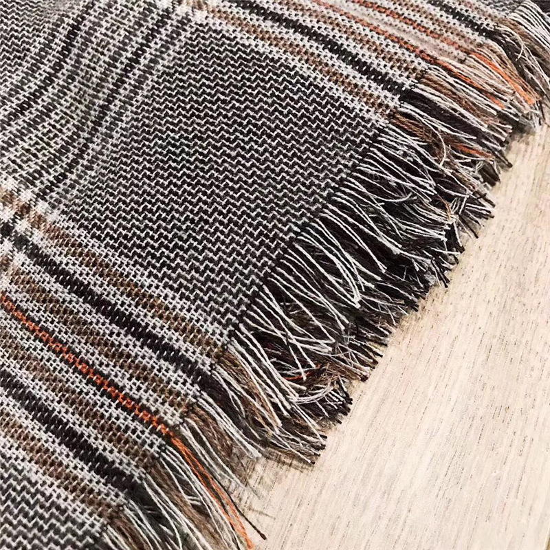 英伦格子围巾女冬季 羊绒混纺字母大披肩 千鸟格流苏潮牌羊绒围巾详情47