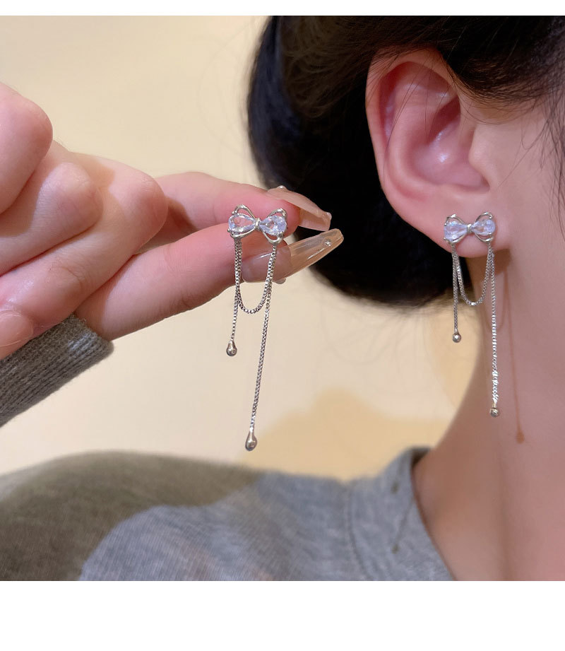 高级感蝴蝶结长款流苏耳环女轻奢小众设计感甜美耳钉复古气质耳饰详情14